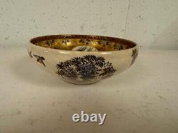 Antique Japanese Satsuma Signed Porcelain Bowl with Figures & Landscape Decoration