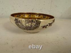 Antique Japanese Satsuma Signed Porcelain Bowl with Figures & Landscape Decoration