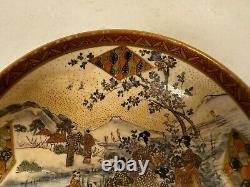 Antique Japanese Satsuma Signed Porcelain Bowl with Figures Mountain Tree Dec