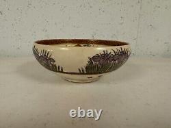 Antique Japanese Satsuma Signed Porcelain Bowl with Figures Mountain Tree Dec