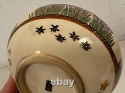 Antique Japanese Satsuma Signed Porcelain Bowl with Figures Mountain Tree Dec