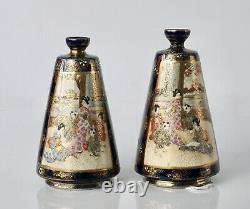 Antique Japanese Satsuma Small Vases Signed Meiji Period