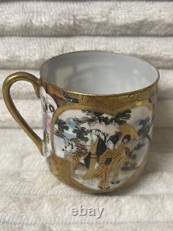 Antique Japanese Satsuma Tea Set Samurai China Gold Porcelain
