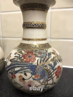 Antique Japanese Vases Kusube  Kyo Satsuma Sennosuke Kusube 1859 to 1941
