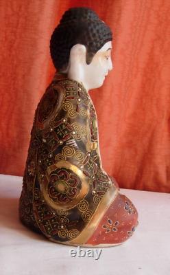 Antique Japanese satsuma moriage kutani porcelain Buddha 8 x 6