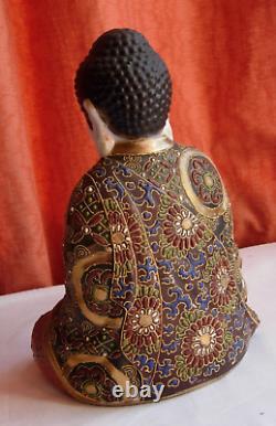 Antique Japanese satsuma moriage kutani porcelain Buddha 8 x 6