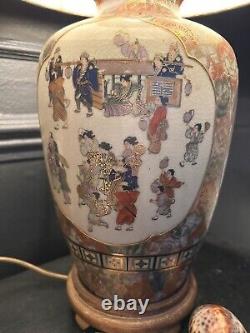 Antique Japanese satsuma vase Lamp Light on stand