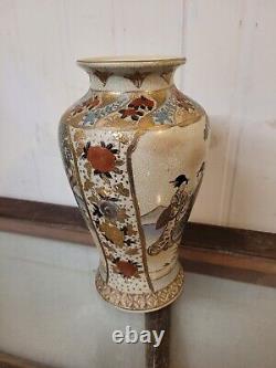 Antique Japenese Meiji Period Satsuma Vase Gilded And Signed