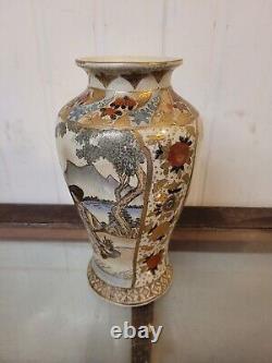 Antique Japenese Meiji Period Satsuma Vase Gilded And Signed