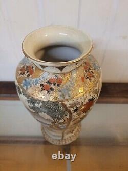 Antique Japenese Meiji Period Satsuma Vase Gilded And Signed