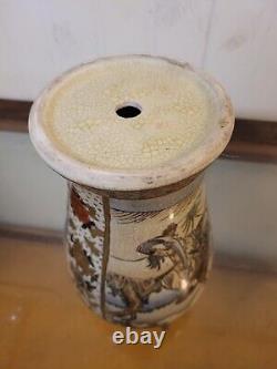 Antique Japenese Meiji Period Satsuma Vase Gilded And Signed