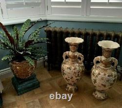 Antique Large Pair of Satsuma Vases with Elephant Handles Immaculate Condition
