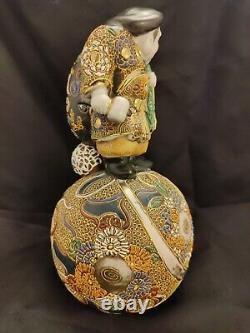 Antique Marked Satsuma Daikokuten/Kutani God Of Fortune Japanese Statue Figurine