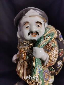 Antique Marked Satsuma Daikokuten/Kutani God Of Fortune Japanese Statue Figurine