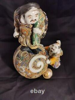 Antique Marked Satsuma Daikokuten/Kutani God Of Fortune Japanese Statue Figurine