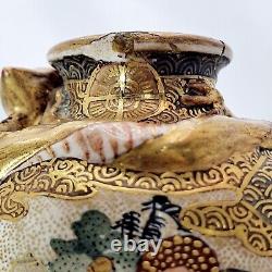 Antique Meiji Era Japanese Satsuma Gold Dragon Vase Signed by Shimazu clan
