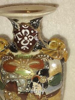 Antique Meiji Japanese Satsuma Samurai Warrior Urn Vase Kinkozan Quality Urn