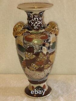 Antique Meiji Japanese Satsuma Samurai Warrior Urn Vase Kinkozan Quality Urn