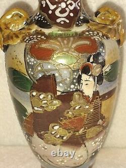 Antique Meiji Japanese Satsuma Samurai Warrior Urn Vase Kinkozan Quality Urn