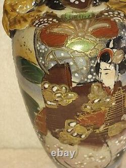 Antique Meiji Japanese Satsuma Samurai Warrior Urn Vase Kinkozan Quality Urn