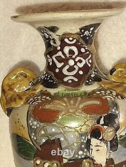 Antique Meiji Japanese Satsuma Samurai Warrior Urn Vase Kinkozan Quality Urn