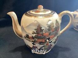 Antique Meiji Period Japanese Satsuma Porcelain Demitasse Tea Set for Two