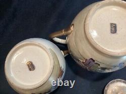 Antique Meiji Period Japanese Satsuma Porcelain Demitasse Tea Set for Two