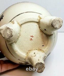 Antique Meiji Satsuma Foo Dog Lion Lidded Jar Japanese Ashes Urn 12.5