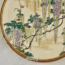 Antique Meiji-period Japanese Satsuma Wisteria floral plate by Ryuun Fuzan