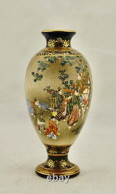 Antique Meiji-period Japanese Satsuma figural twin-scene vase signed Kinkozan