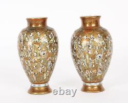Antique Pair Japanese Meiiji Satsuma Porcelain Vases 19th Century