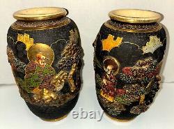 Antique Pair Japanese Satsuma Vases circa 1900