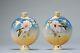 Antique Pair Moonflask Meiji period Japanese Satsuma vase Birds