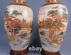 Antique Pair Of Japanese Satsuma Vases By Kinkozan