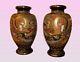 Antique Pair Of Japanese Satsuma Vases Porcelain Richly Decorated Rare Old 19th