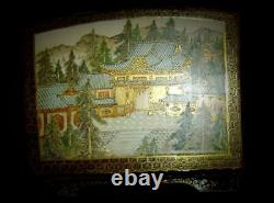 Antique RARE Japanese Meiji Large Square Satsuma Dai Nippon Censer & Cover Koro