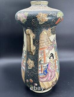 Antique Royal Satsuma Pottery Meiji Double Gourd Geisha Women Vase 14 Gift