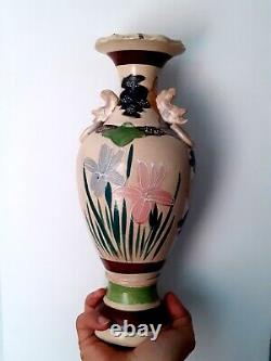 Antique? SATSUMA circa 1890 Japanese Moriage Handpainted Decorative Vase