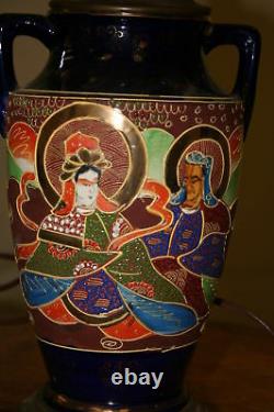 Antique Satsuma Figural Meiji Vase Lamp