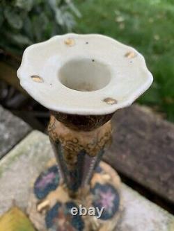 Antique Satsuma Japanese Oriental Porcelain Candle Holder Stick collectible