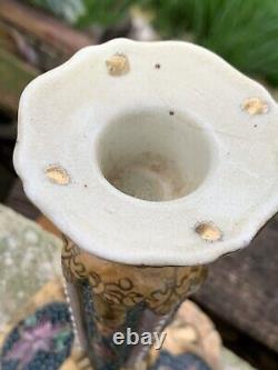 Antique Satsuma Japanese Oriental Porcelain Candle Holder Stick collectible