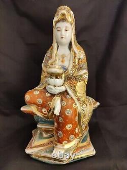 Antique Satsuma Kannon/Guanyin Goddess Of Mercy Japanese Statue Figurine 10