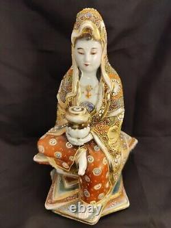 Antique Satsuma Kannon/Guanyin Goddess Of Mercy Japanese Statue Figurine 10