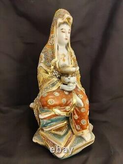 Antique Satsuma Kannon/Guanyin Goddess Of Mercy Japanese Statue Figurine 10