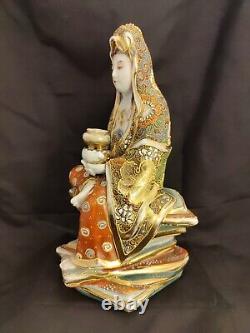 Antique Satsuma Kannon/Guanyin Goddess Of Mercy Japanese Statue Figurine 10