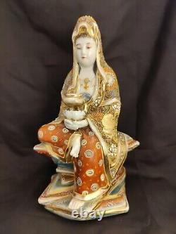 Antique Satsuma Kannon/Guanyin Goddess Of Mercy Japanese Statue Figurine 10