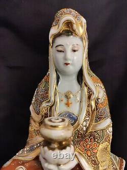 Antique Satsuma Kannon/Guanyin Goddess Of Mercy Japanese Statue Figurine 10