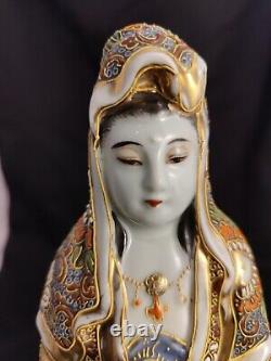 Antique Satsuma Kannon/Guanyin Goddess Of Mercy Japanese Statue Figurine 10