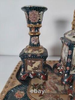 Antique Satsuma Pottery Dressing Table Set