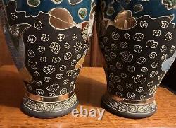 Antique Satsuma Pottery Vases Pair 7.5